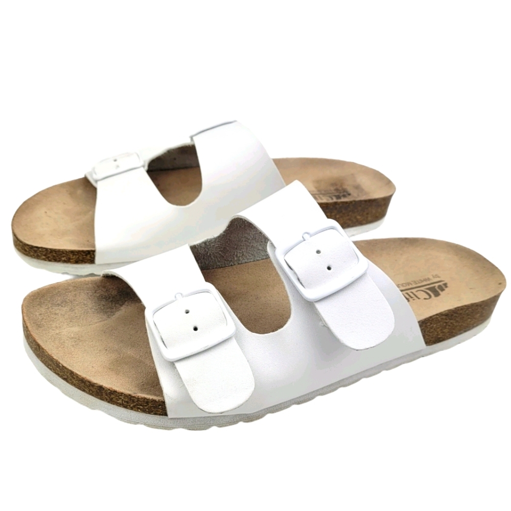 CLIFFS BY WHITE MOUNTAIN Two Strap White Sandals